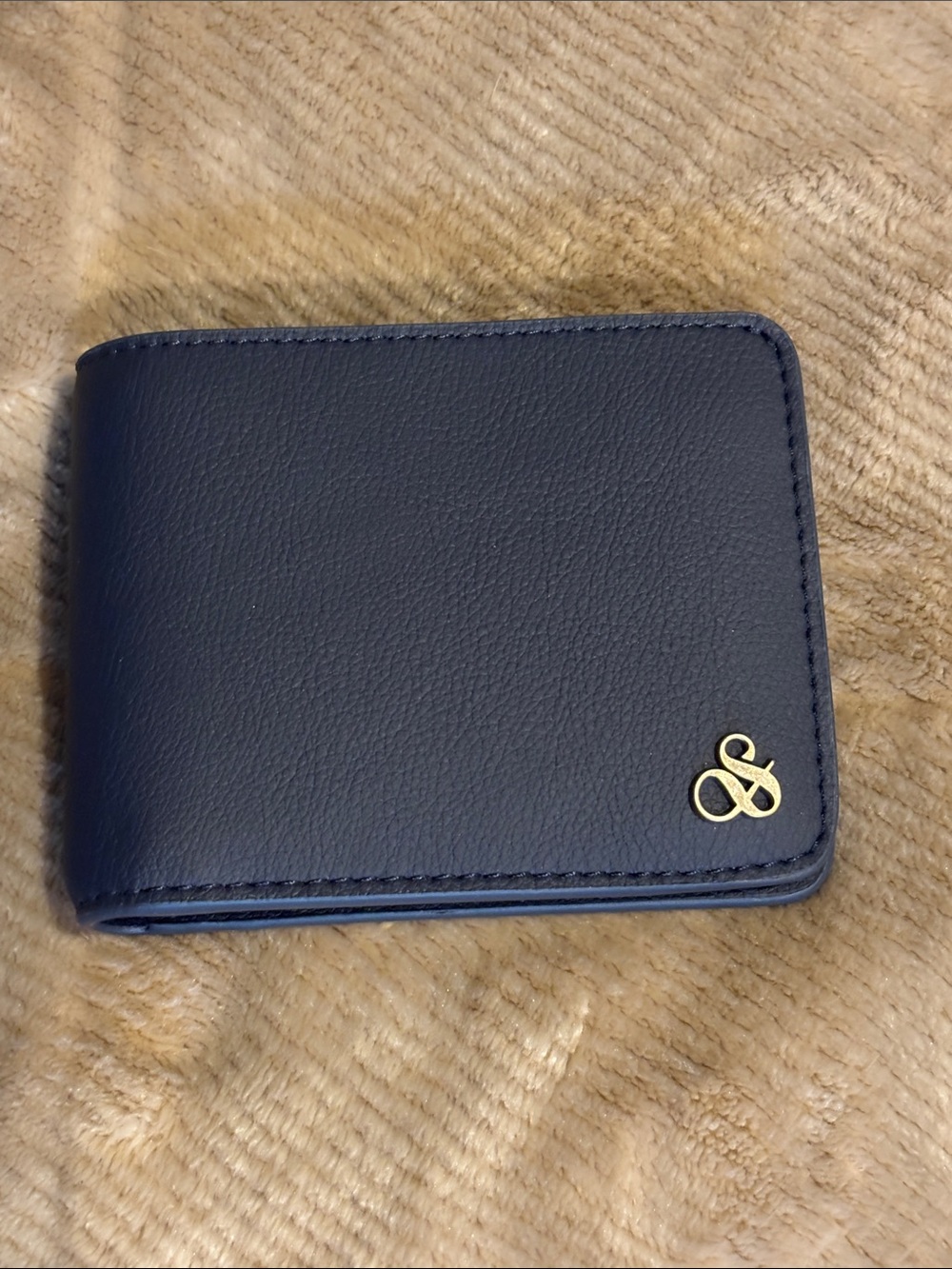 Scotch & Soda Navy Leather Wallet with Gold Ampersand